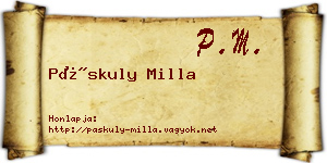Páskuly Milla névjegykártya